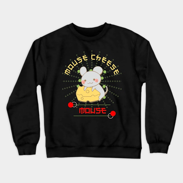 Kawaii Mouse Cheese Cute Crewneck Sweatshirt by lisalizarb